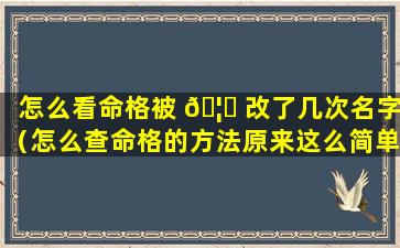 怎么看命格被 🦉 改了几次名字（怎么查命格的方法原来这么简单就看出来了）